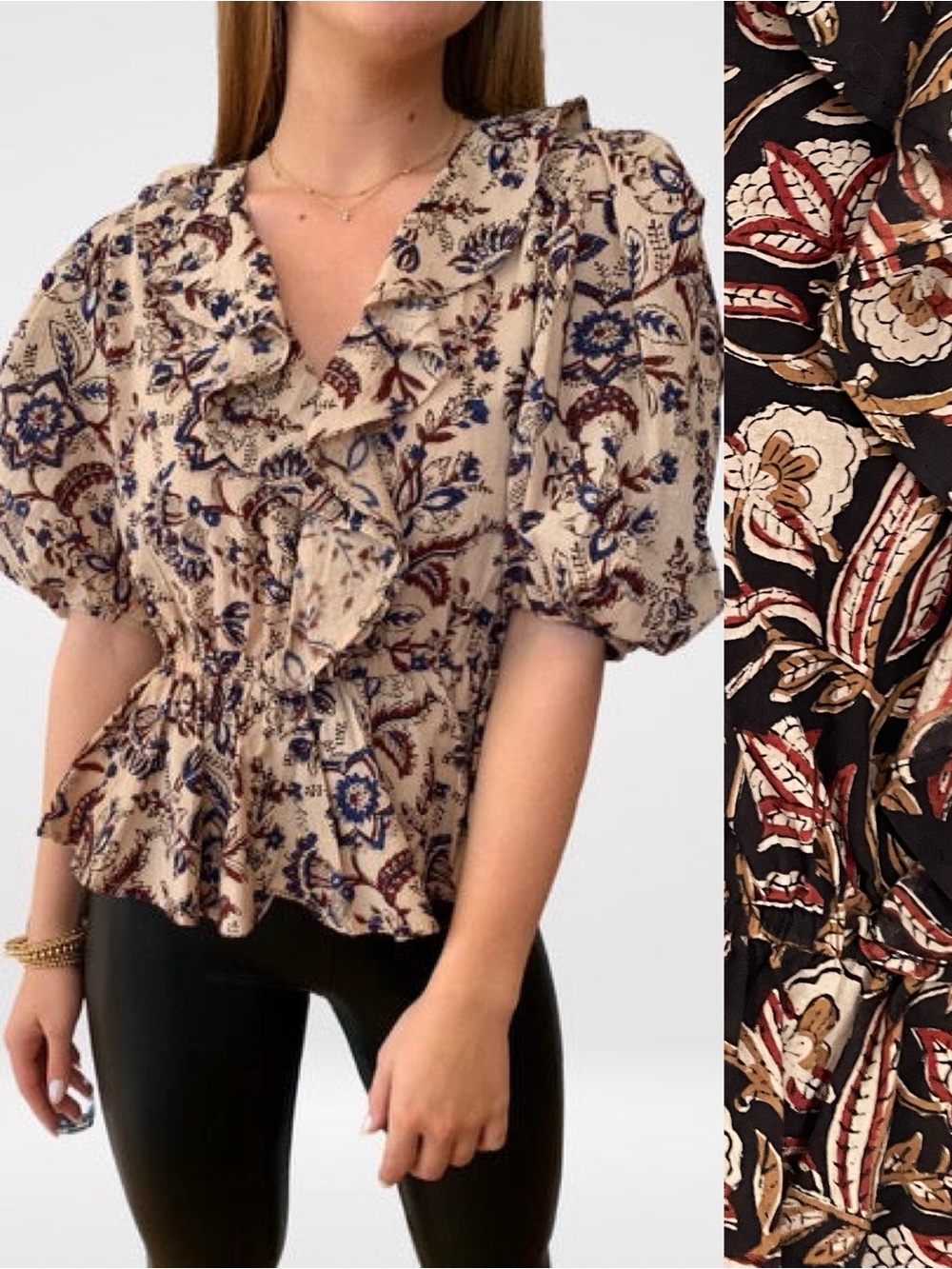NEW Anna Cate Black Gabrielle Top Ruffle Neck Puff Sleeve Blouse Luxury NWT. Sk3